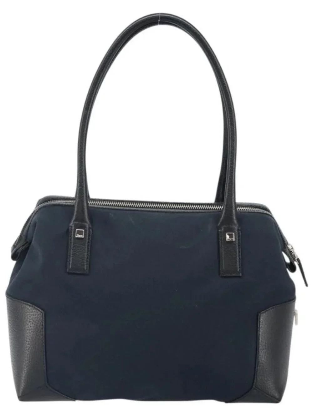 Salvatore Ferragamo Hand Bag Nylon Black Silver Auth BA9555
